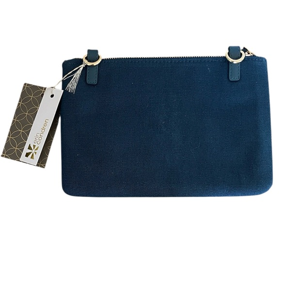 Erin Condren Peacock Midnight Blue Canvas Crossbody Bag NO STRAP NWT - Picture 1 of 7